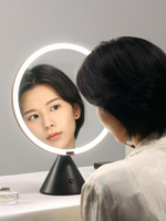 化妝鏡MUID大圓鏡台式帶燈智能高清梳妝鏡桌面補光led充電美妝化妝鏡子夢藝 雙11全館免運