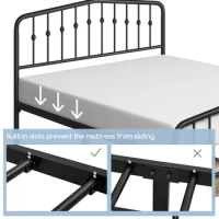 King size bed frame metal platform bed with forged iron headboard and footboard/easy to assemble/black king size bed