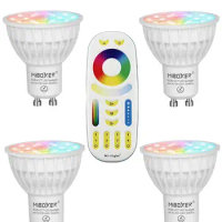 Mi Light GU10 Color Changing LED Spotlight WiFi RGB +CCT 4 Watt 4 Pack + Remote FUT092 (4＊GU10+Remote)、) jk