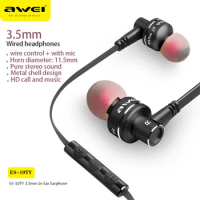 Awei ES-10TY 3.5mm Sports Wired Earphones In-Ear Earphone With Mic HiFi Bass Stereo Earbuds For Phone Computer Gaming Headphones