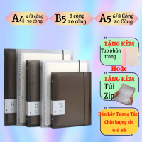 Sổ Còng A5 B5 A4 120Trang Tặng Kèm Tab Phân Trang, Sổ còng sắt kèm giấy kẻ ngang, giấy kẻ caro A5 B5