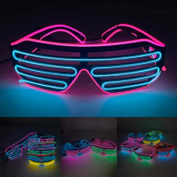 Light Up Flashing Shutter Neon Rave Glasses Led Glasses Flashing Sunglasses Glow in The Dark For EDM music show DJ Costumes