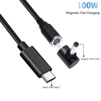 100W Magnetic USB Type C to 4.0*1.7mm DC Power Adapter Cable Fast Charge for Lenovo ideaPad 310 110 100s 100-15 B50-10 YOGA 710