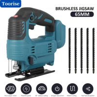 65mm 2900RPM 18V Brushless Jigsaw Electric Jig Saw Blade Adjustable Woodworking LED Power Tool for Makita 18V Battery