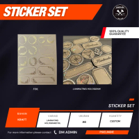 Pixelindie Cetak Sticker Kraft Custom Desain Packaging Eco-Friendly A6 Foil Laminating Hologram Prem