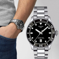 【TISSOT 天梭】官方授權 Seastar 1000 海洋之星300米潛水錶 手錶 送行動電源 畢業禮物(T1204101105100)