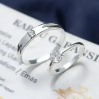 San950 Emas Cincin Nikah Couple emas putih single