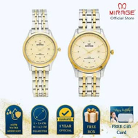 Mirage Jam Tangan Pria Analog 8830 M Silver Gold Original Stainless Couple Plat Gold