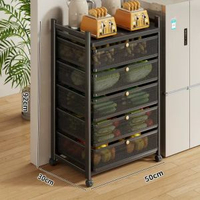 廚房置物架家用多功能放瓜果蔬餸籃子可抽拉式移動夾縫多層收納架