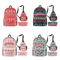 Backwoods Christmas Backpack Set 3D Printing Backpack Three-Piece Suit Men and Women Schoolbag Student's Backpack Christmas Gift