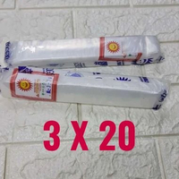 PLASTIK ES PE lentur bisa di tarik mambo lilin batu buram kuah bakso gula minyak sayur 3x20cm