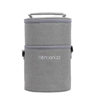 Oxford Foldable Thermo Lunch Box Bag Cylinder Insulated Bag Fresh Food Carrier Thermal Round Dinner Accessories Tote Thermal Bag