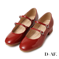 D+AF 淘氣甜心．4D氣墊雙帶低跟瑪莉珍鞋＊紅