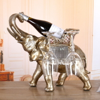 麗盛復古大象紅酒架杯架招財樹脂擺件家居飾品新房裝飾喬遷禮物