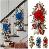 Christmas Cordless Prelit Stairway Swag Trim Led Wreath Decoration Stairs Lights Up Home Decor Christmas Hanging Pendant Gift