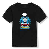 เสื้อยืดผ้าฝ้ายพิมพ์ลายเสื้อยืด แขนสั้น พิมพ์ลายการ์ตูน Thomas and Friends สําหรับเด็กผู้ชาย 100-150