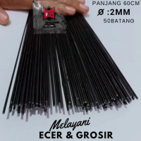 Jeruji fiber 2mm ruji hitam kulitan stik panjang 60cm isi 50 btg/ikat untuk sangkar burung dll