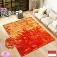 Tren-D-rugs - Karpet Shaggy Polos 100% Polyester 153 cm x 215 cm Orange
