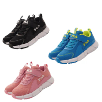 【童鞋520】FILA童鞋-輕量慢跑運動系列3色任選(803W-001/336/551-黑白/藍綠/粉-19-24cm)