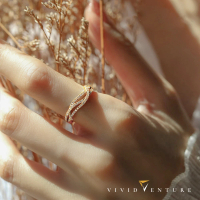 【Vividventure 亞帝芬奇】25分 天然鑽石 線戒 流光倩影(14K黃K金台)