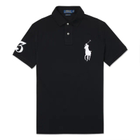 【RALPH LAUREN】RL POLO 經典刺繡大馬短袖POLO衫 上衣-黑色(精選舒適/平輸品)