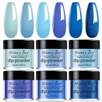 Fine 6 box/set Midnight Blue Royal Blue Blue Series Dip Powder Nail Kit Dipping Powder as Nail Gel Polish Effect No Uv Lamp Cure