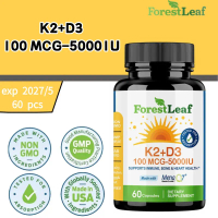 ForestLeaf K2+D3 - Vitamin D3 5000 IU & K2 100 mcg - Kesehatan Tulang & Jantung - 60 Kapsul Lembut