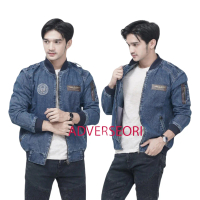 Jaket Bomber Model Resleting Simple & Elegan  Tersedia Warna Biru Muda & Biru tua Jeans Denim Nyaman