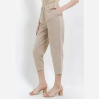 Giordano Women's Linen Audrey Pants 0542420102 Crockery (Khaki) S