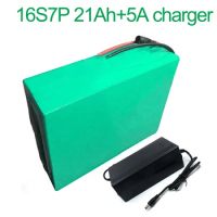 With 5A charger 60V 21Ah 16S7P 18650 Li-ion Battery electric two Three wheeled motorcycle bicycle ebike 315*140*70mm