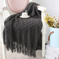 Dropshipping Plaid Throw Blanket Cashmere-Like Soft Scarf Shawl Portable Warm Sofa Bed Knitted Blanket 130*150cm