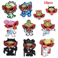 10Pcs Cute Hysteric Mini Cartoon Series Ironing Embroidered Patches For Sew on Clothes Decor Jeans Hat Sticker Applique Badge