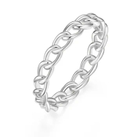 Light Luxury Chain Ring Cuban Curb Link Gold Original 925 Sterling Silver Ring Fashion Ring