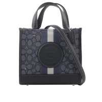 【COACH】Dempsey Tote 22 緹花拼皮革二用托特包(單寧藍/午夜藍)