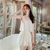 連身泳衣女時尚遮肚顯瘦連體蕾絲溫泉游泳【倪醬小鋪】