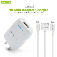 Pengecas Penyesuai DOKUMEN USB, BAVIN, Untuk Android, V8, Jenis-C, iPod, iPhone, 4, IOS, iPhone 6/7 