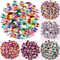 Gold claw settings 50pcs/bag shapes mix rainbow &amp; jelly candy AB glass crystal sew on rhinestone garments shoes bags diy trim