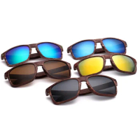 Trend Brown Wood Grain Polarized Sun Glasses Polarized Mirror Sunglasses Custom Made Myopia Minus Prescription Lens -1 To -6
