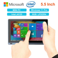 2024 Portable Pocket Tablet Mini PC Box Windows 11 5.5 Inch Touch Screen Intel J4125 8GB RAM 128GB WiFi 6.0 BT5.2 RJ45 Desktop