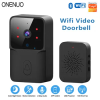ONENUO WiFi Doorbell Home Tuya WiFi Wireless Doorbell DC AC Battery Powered Camera Bell with Alexa Google Doorbell Camera