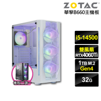 【NVIDIA】i5十四核GeForce RTX 4060TI{滄狼伯爵}電競電腦(i5-14500/華擎B660/32G/1TB)