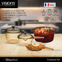 [FREE GIFT] VISIONS Set Casserole Sauce Pan Kaca Pyroceram Tahan Panas & Dingin Multifungsi Made in 