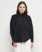 Cassia - Oversized Shirt With Emblem in Black