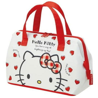 小禮堂 Hello Kitty 便當袋 尼龍 手提袋 保冷袋 野餐袋 硬式支架 (紅白 愛心)