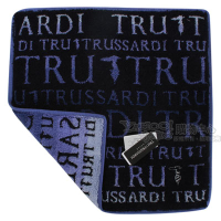 TRUSSARDI 漸層字母棉質方巾-藍
