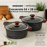 Moegen Germany Casserole / Stock Pot 24 cm + 28 cm Granite Series Hitam