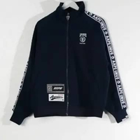 Jaket AAPE UNVS BAND TAPE SHOULDER WHITE ALL OVER LOGO NAVY ZIP TRACK JACKET 100% ORIGINAL XL