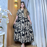 Aliya Dress Batik Rayon Ld 130 cm Baju Casual Wanita ji