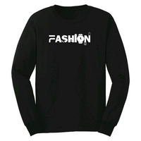 Baju Kaos Cewek Fashion Font Lengan Pendek Lengan Panjang Hitam Putih S hitam panjang