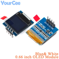 0.66" 0.66 inch OLED LCD Dispaly Screen Module 3.3V White Blue SSD1306 Driver I2C IIC 64X48 LED 64*48